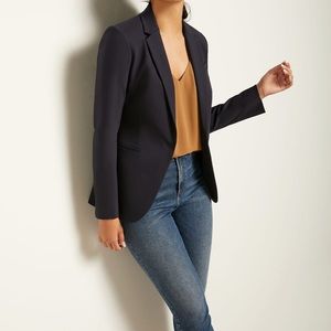 RW&Co. Long Fitted Solid Blazer, Night Sky Blue.